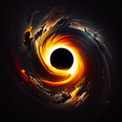 Sticker - An image of black hole in space. Generative AI.