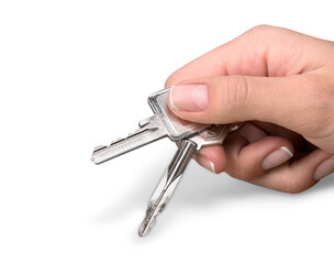 Keys holding hand isolated key table unlocking