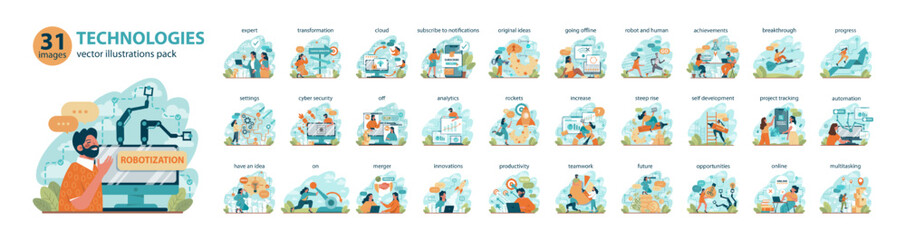 Poster - Modern business technologies big set. Innovation and progress