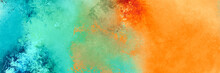 Bright Colorful Vibrant Summer Tropical Colors Painted Background Light Gradient Iridescent Grunge Painting Texture Abstract Banner Header Design In Blue Green Orange Textured Illustration Backdrop