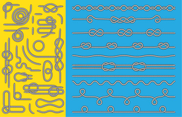 Wall Mural - Set of Rope and knots. Decorative elements. Vector illustration collection.