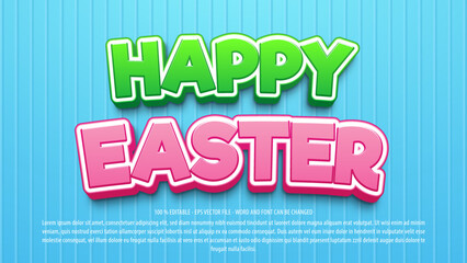 happy easter 3d bold editable text effect