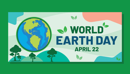 Happy world earth day April 22 banner template design vector