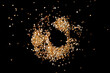Gold nugget grains, on a black background