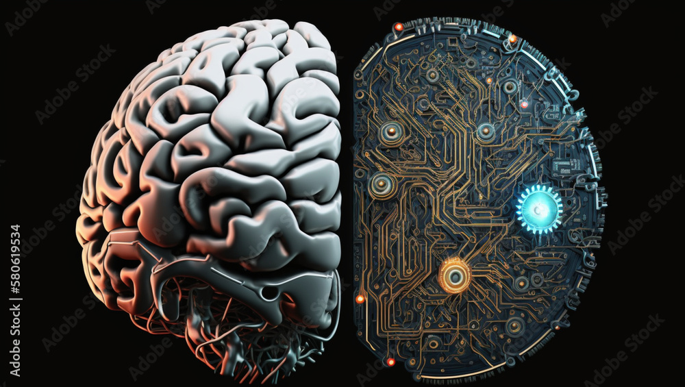 Image of brain generated by AI technology Stock Illustration | Adobe Stock