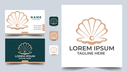 Pearl Shell Jewelry logo vector with business card design 
