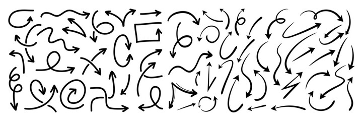 Aufkleber - Abstract drawing black arrow collection. Set of doodle arrows