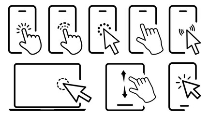 Fototapete - Computer click cursor icons collection. Set of hand and arrow icons click mouse