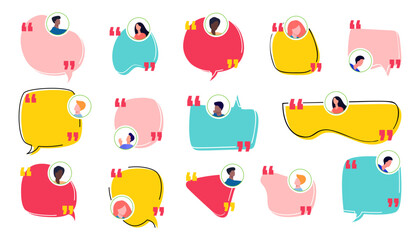Poster - Set of speech bubble people comment in a flat design. Quote people comment
