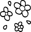 line drawing cartoon decorative flowers