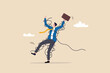 © Nuthawut - Business problem or failure, difficulty or hard to do, messy or tangled, complicated problem or trouble, busy job or mess, suffering or struggle, frustrated businessman with tangled messy rope around.