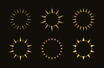 Wall Mural - golden boho celestial sun rays frame set. simple modern abstract design for templates, prints, web, 