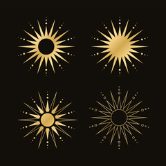 Wall Mural - gold boho celestial sun icon logo collection. simple abstract design for templates, prints, web, soc