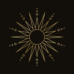 Wall Mural - gold boho celestial sun icon logo. simple modern abstract design for templates, prints, web, social 