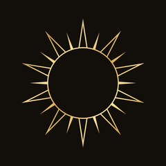 Wall Mural - golden celestial sun icon logo frame. simple modern abstract design for templates, prints, web, soci