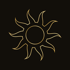 Wall Mural - golden celestial sun icon logo. simple modern abstract design for templates, prints, web, social med