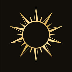 Wall Mural - golden celestial sun icon logo. simple modern abstract design for templates, prints, web, social med
