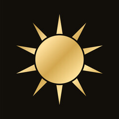 Wall Mural - golden celestial sun icon logo frame. simple modern abstract design for templates, prints, web, soci