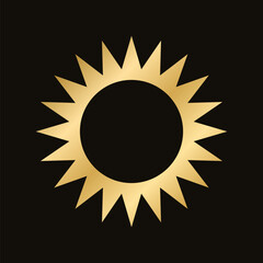 Wall Mural - golden celestial sun icon logo frame. simple modern abstract design for templates, prints, web, soci