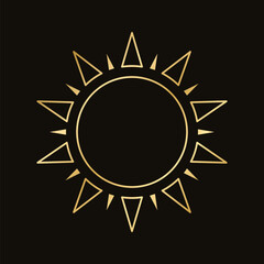 Wall Mural - golden celestial sun icon logo frame. simple modern abstract design for templates, prints, web, soci