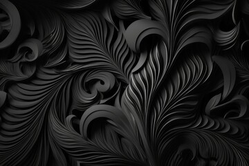Poster - Generative AI abstract of wavy black and white background. Creative wavy pattern.