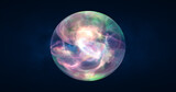 Abstract ball sphere planet iridescent energy transparent glass magic with energy waves in the core abstract background