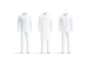 Wall Mural - Blank white business clothing with jacket and shirt mockup, isolated