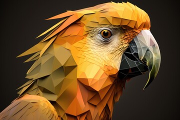 Sticker - Low poly drawing of the head of a parrot. Template for NFT art. Generative AI