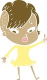 Fototapeta Dinusie - flat color style cartoon surprised girl pointing