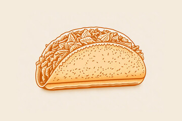 Poster - Drawing of a taco. Mexican street food drawing illustration. Generative ai