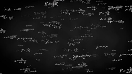 Wall Mural - Random math equation formula text background teaching engineering, teaching equations and formulas backgrounds for teaching presentations graphic background animation