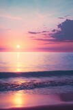 Fototapeta Most - Scenic landscape with sun setting over ocean, created using generative ai technology