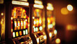 Slighty blurred slot machines in a casino