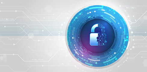 Fototapete - Vector illustration of data security services. Data protection, privacy, and internet security concept. Hi-tech various background. Cyber security for business and internet projects.