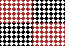 Red, Black & White Checkered Geometric Pattern