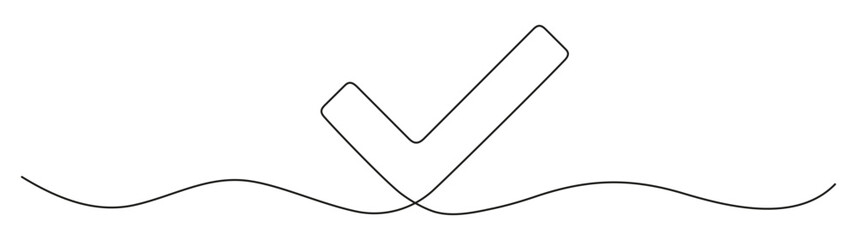 Poster - check mark continuous line art drawing. vector illustration isolated on white.