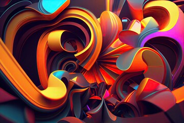 Stylish multi-color crystal background. 3d illustration, 3d rendering. Seamless texture of abstract bright shiny colorful geometric shapes. Generative Ai	