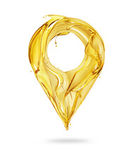 Location Symbol Made Of Oil Splashes Isolated On A White Background