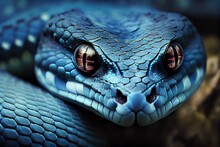 Blue Serpent Face - Generative Ai