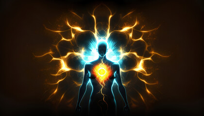Wall Mural - energy flowing around the body, spectral meditation, generative ai