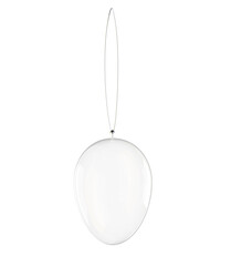 Wall Mural - happy easter egg clear glass silver suspension band glossy transparent hanging from top 3d rendering