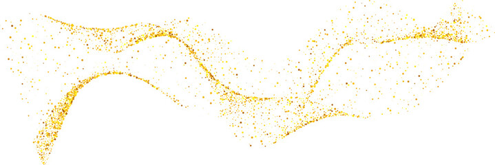 Gold glitter abstract stroke wave swash shiny shape. Luxury illustration element.