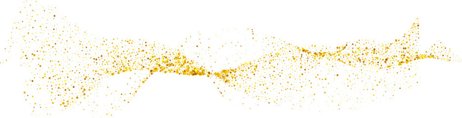 Gold glitter abstract stroke wave swash shiny shape. Luxury illustration element.