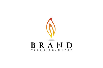 Wall Mural - Simple vector logo of a candle flame in hot gradient color.