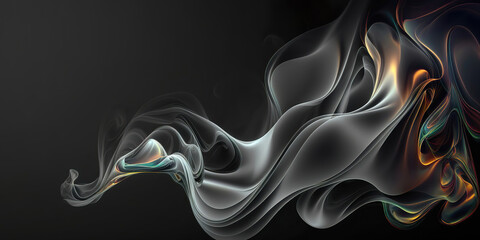 Wall Mural - abstract panoramic smoke background on dark backdrop, generative ai