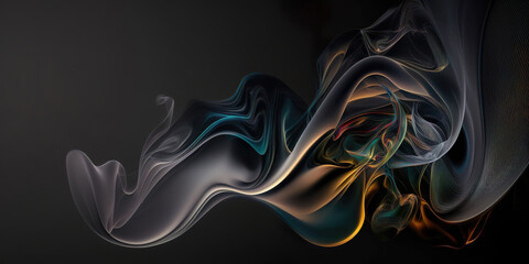 Wall Mural - abstract panoramic smoke background on dark backdrop, generative ai