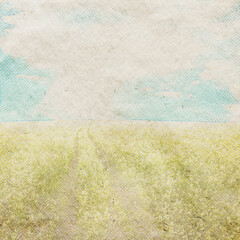 Sticker - old fields, retro background