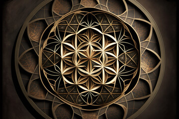 Symbols of sacred geometry, Flower of life symbol variations. Generative Ai.