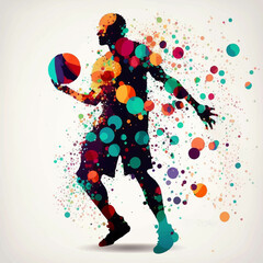 Wall Mural - Silhouette of basketball player illustration flat design