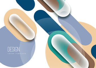 Poster - Overlapping geometric shapes and circles. Stylish trendy techno design background for business or technology presentations, internet posters or web brochure covers. Vector